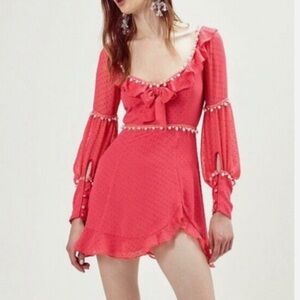 For Love And Lemons Pink Pearl Mini Dress